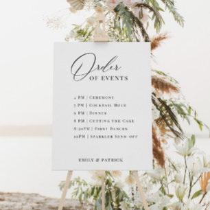 Order of Events Wedding Schedule Elegant Modern Poster