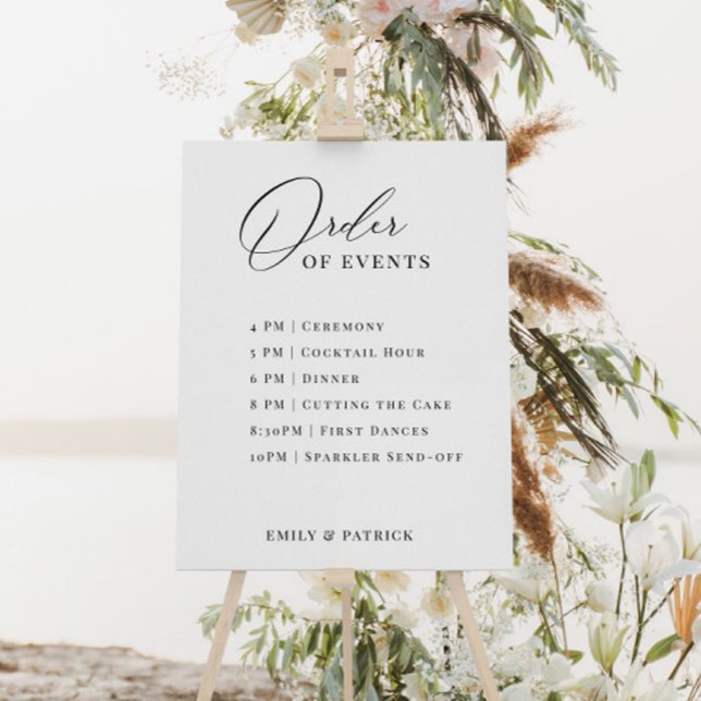 Order of Events Wedding Schedule Elegant Modern Poster (Creator Uploaded)