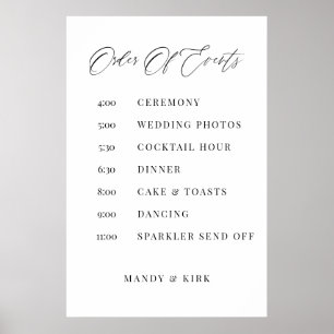 Order of Events Wedding Sign Minimalist Timeline