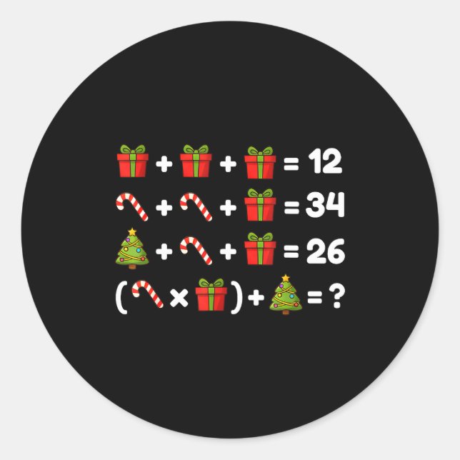 Order Of Operations Quiz Christmas Math Teacher 67 Classic Round Sticker (Front)