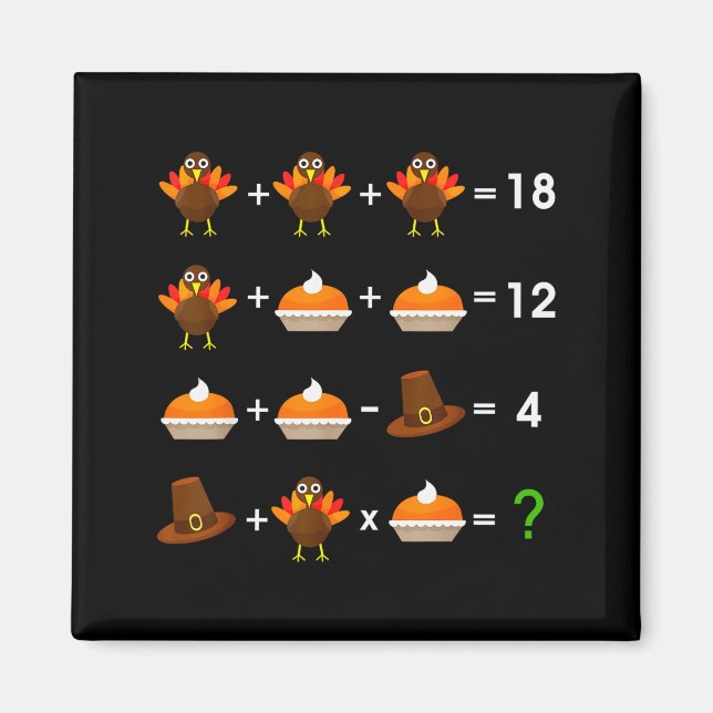 Order Of Operations Thanksgiving Quiz Funny Math T Magnet (Front)