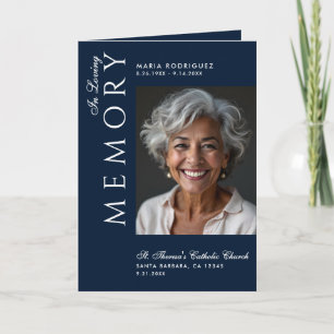 Order Of Service Obituary 3-Photo Funeral Program Card