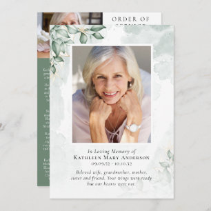 Order of Service   Photo Eucalyptus Watercolor Programme