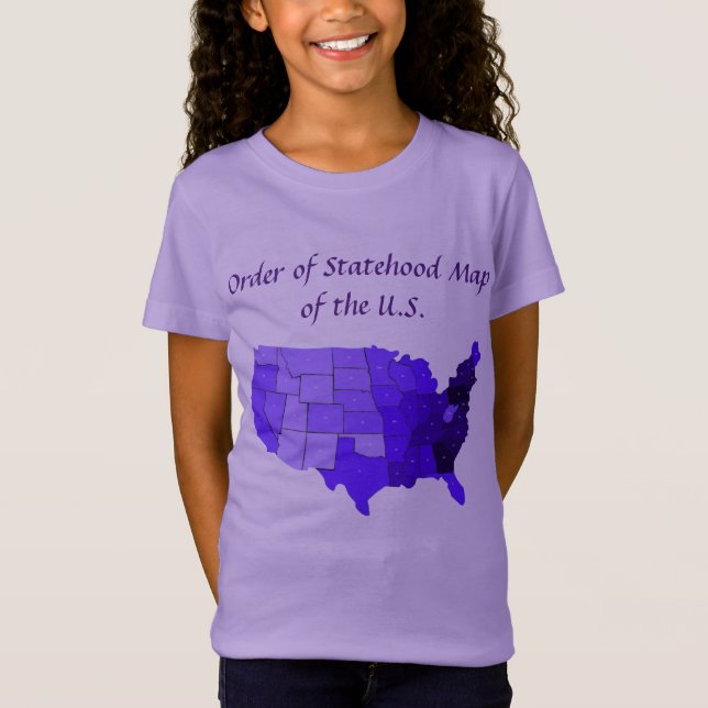 Order of Statehood Map of the U.S., custom tshirts (Front)