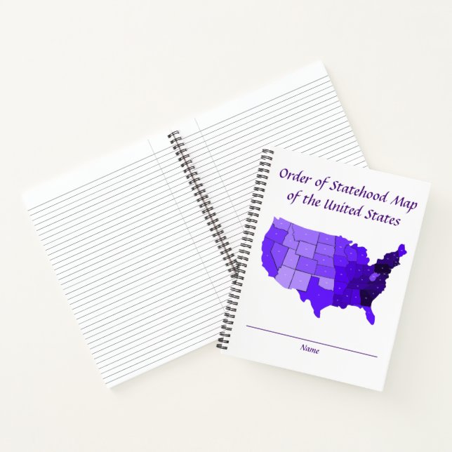 Order of Statehood Map the United States notebooks (Inside)