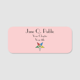 Order of the Eastern Star OES Pink Custom Name Tag