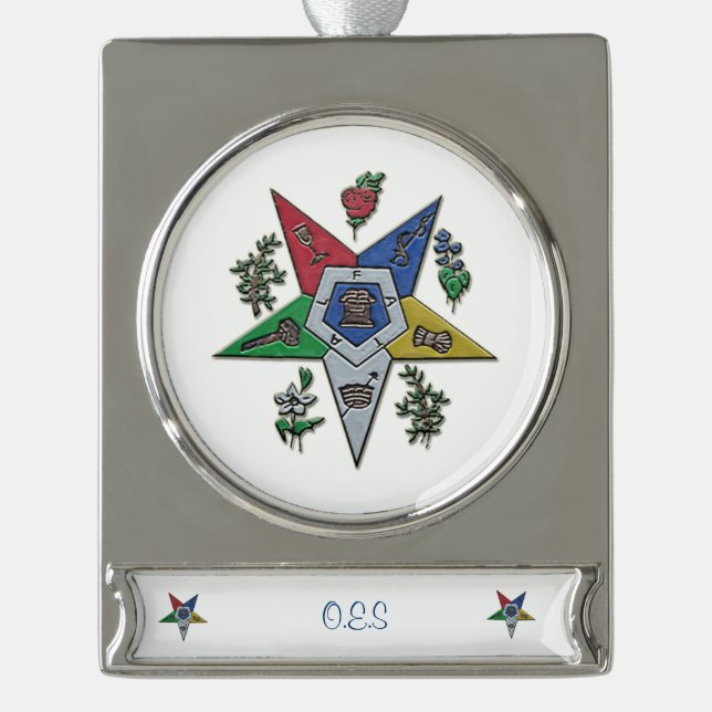 Order Of The Eastern Star Silver Plated Banner Ornament (Front)