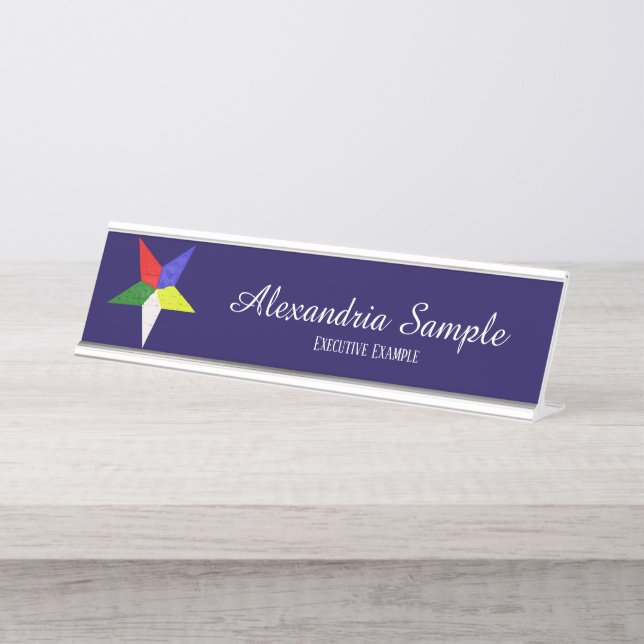Order Of The Eastern Star (Wavy)  Desk Name Plate (Front)