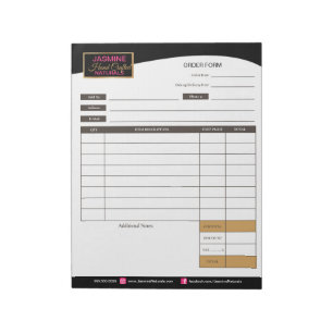 Order Request Receipt Form Notepad