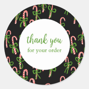 Order THANK YOU Custom Candycanes Xmas Holiday Classic Round Sticker