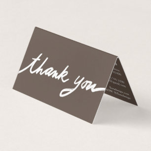 Order Thank You Custom Script Neutral Folded  Business Card