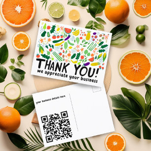 Order THANK YOU Groceries Fruits Veggies CUSTOM QR Postcard