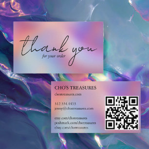 Order THANK YOU Pretty Minimalist Blur Rainbow Business Card