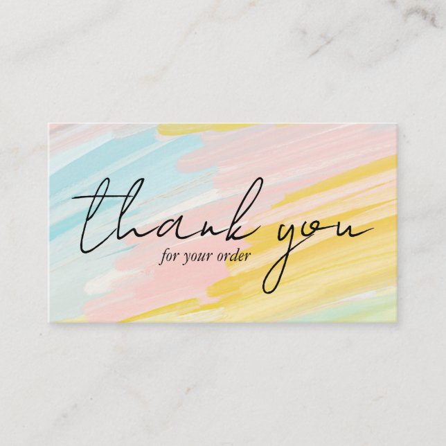Order THANK YOU Pretty Minimalist Pastel Oil Paint Business Card (Front)