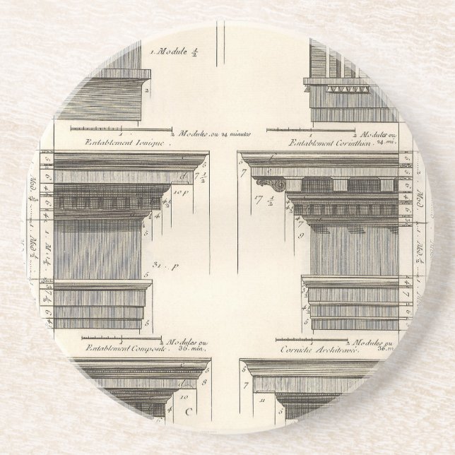 Orders of Architecture, Vintage Entablatures Coaster (Front)
