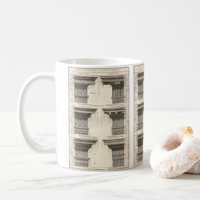 Orders of Architecture, Vintage Entablatures Coffee Mug (With Donut)