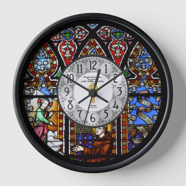 Ordination Anniversary Clock Stained Glass Custom (Front)