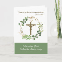 Ordination Anniversary Greenery Wreath Crucifix