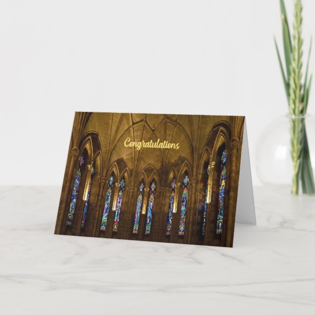 Ordination into Priesthood Church Windows Thank You Card (Front)