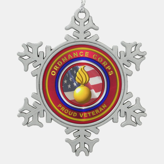 Ordnance Corps  Snowflake Pewter Christmas Ornament (Front)