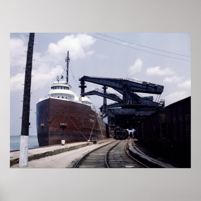 Ore Ship in Cleveland, Ohio, 1940s Poster (Front)