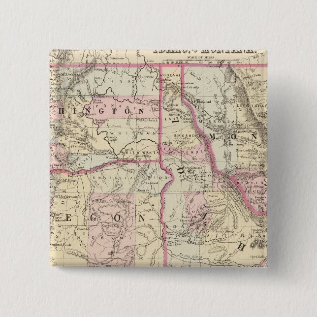 Ore, Wash, Ida, Mont 15 Cm Square Badge (Front)