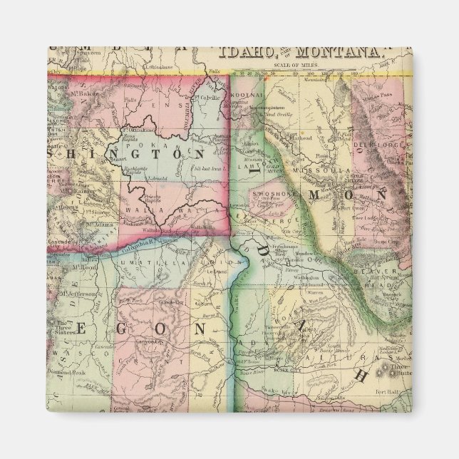 Ore, Wash, Idaho, Mont Map by Mitchell Magnet (Front)
