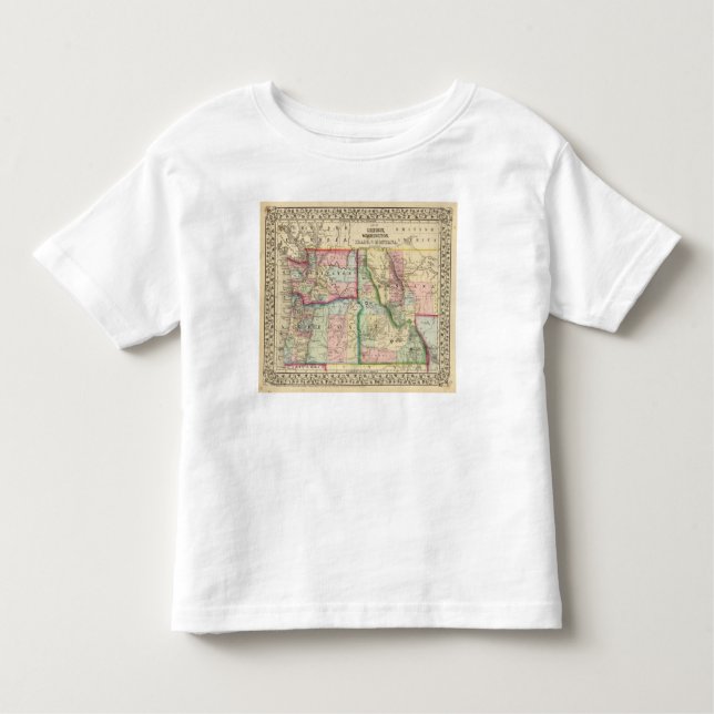 Ore, Wash, Idaho, Mont Map by Mitchell Toddler T-Shirt (Front)