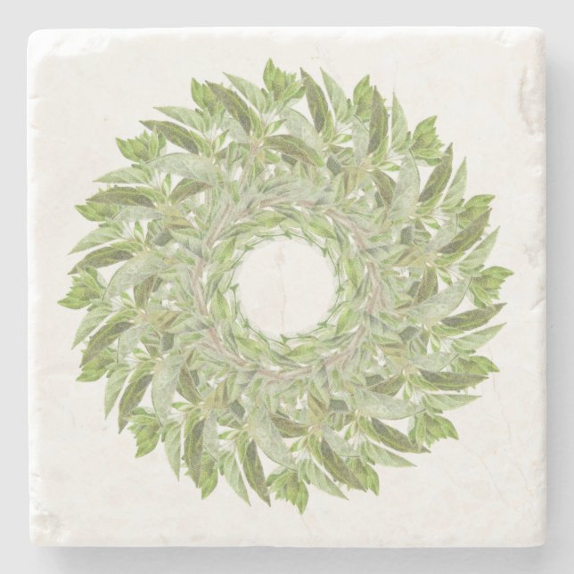 OREGANO WREATH Marble Stone Coaster (Front)