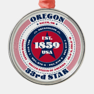 Oregon 33rd State Christmas Ornament