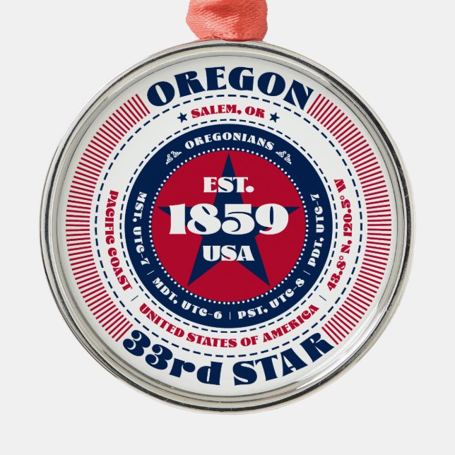 Oregon 33rd State Christmas Ornament (Front)
