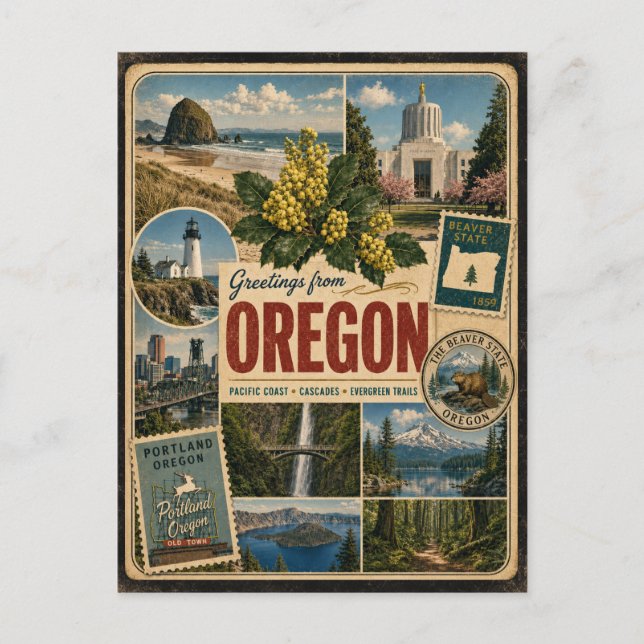 Oregon Authentic Vintage Style Postcard (Front)