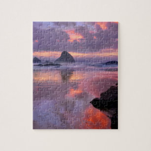 Oregon beach and sea stacks, sunset jigsaw puzzle