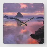 Oregon beach and sea stacks, sunset