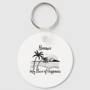 Oregon Beach My Place Of Happiness - Florence Key Ring