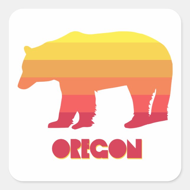 Oregon Bear Square Sticker (Front)