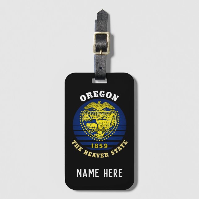 OREGON BEAVER STATE FLAG LUGGAGE TAG (Front Vertical)