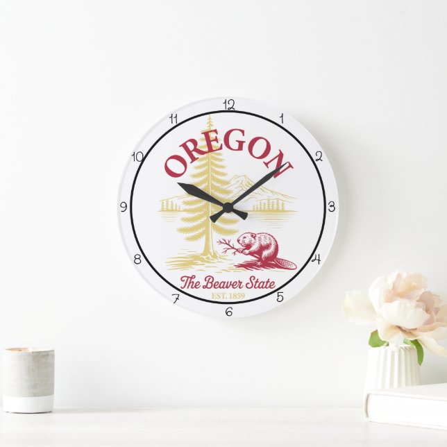 Oregon Beaver State Nature Large Clock (Home)
