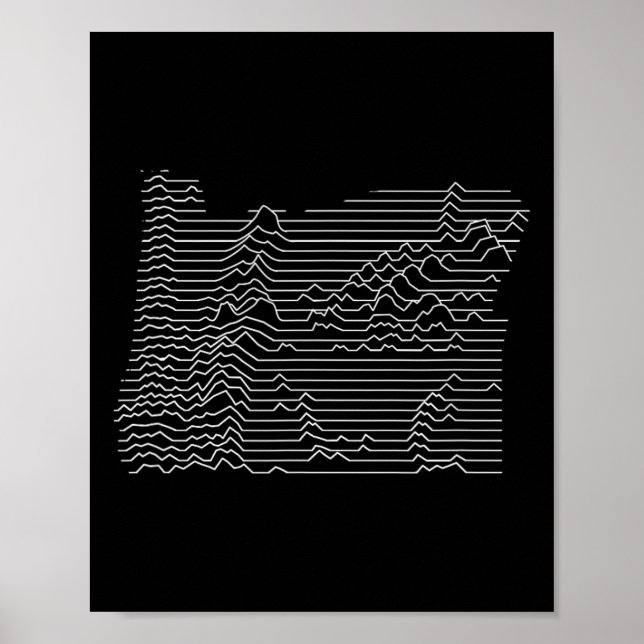 Oregon Cascade Mountain Range Elevation Map Topo G Poster (Front)