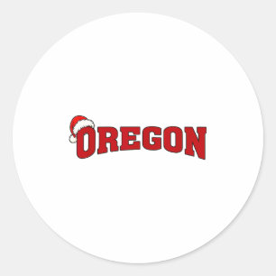 Oregon Christmas Santa Hat Retro Throwback Souveni Classic Round Sticker