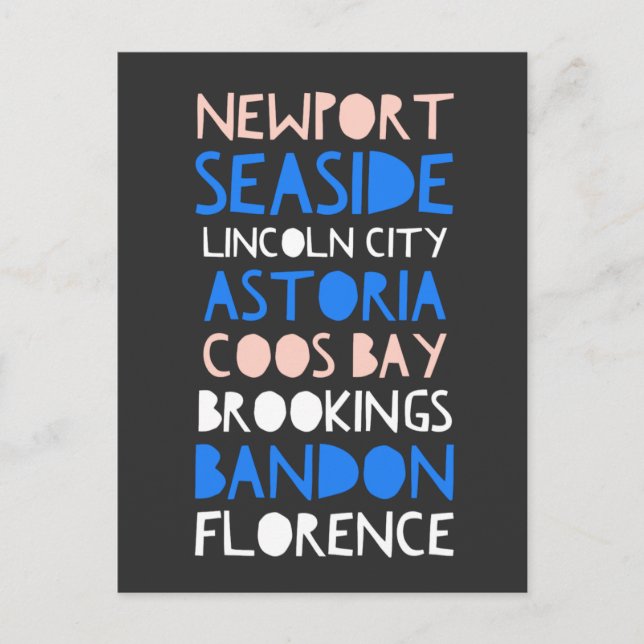 Oregon Coast Cities  Postcard (Front)