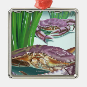 Oregon Coast Crab Metal Tree Decoration
