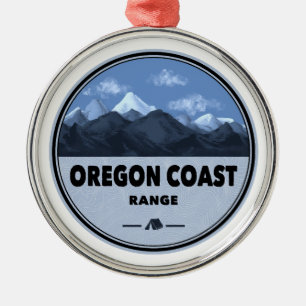 Oregon Coast Mountain Range Camping Metal Tree Decoration