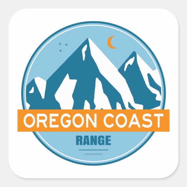 Oregon Coast Mountain Range Stars Moon Square Sticker (Front)