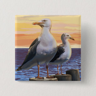Oregon Coast Sea Gulls 15 Cm Square Badge