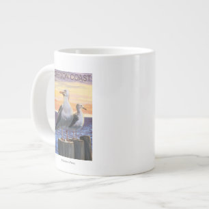 Oregon Coast Sea Gulls Large Coffee Mug