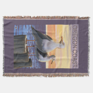 Oregon Coast Sea Gulls Throw Blanket