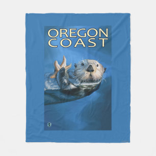 Oregon Coast Sea Otter Fleece Blanket