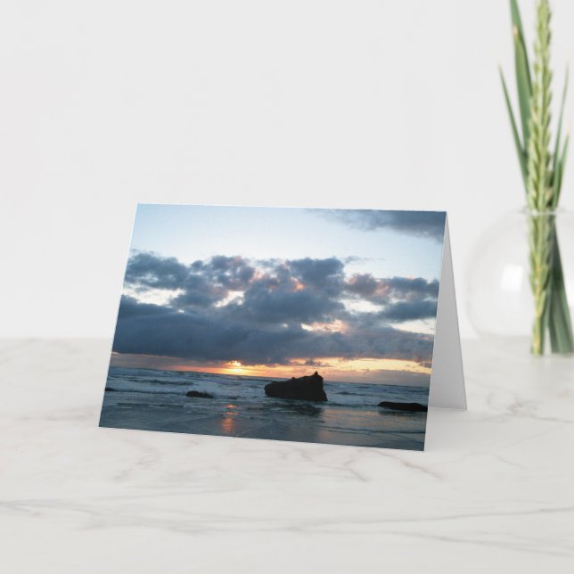 Oregon Coast Sunset Greeting Card (Front)