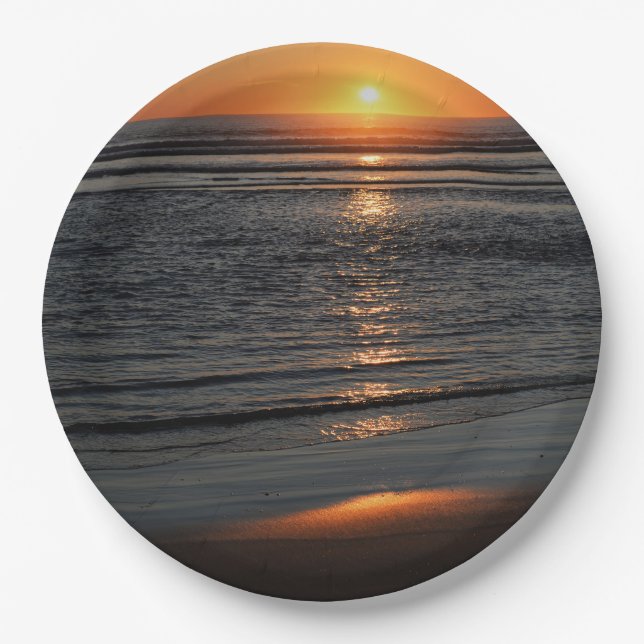 Oregon Coast Sunset Photo Paper Plate (Front)